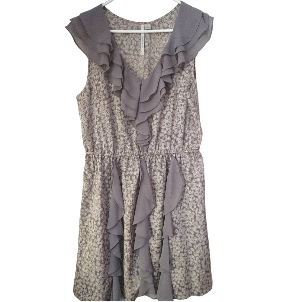 Lauren Conrad Dress Midi Sleeveless Ruffled Sz 16 Gray